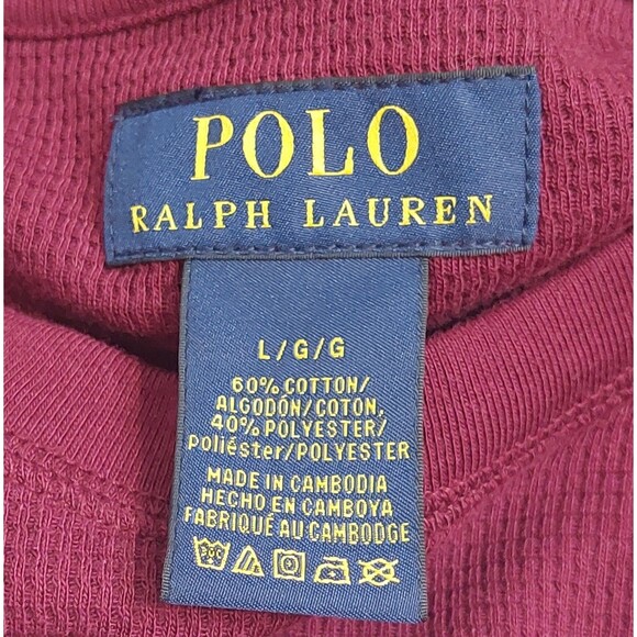 Polo Ralph Lauren Thermal Waffle Knit Long Sleeve Crewneck Men's Large Red NEW! - Picture 7 of 10